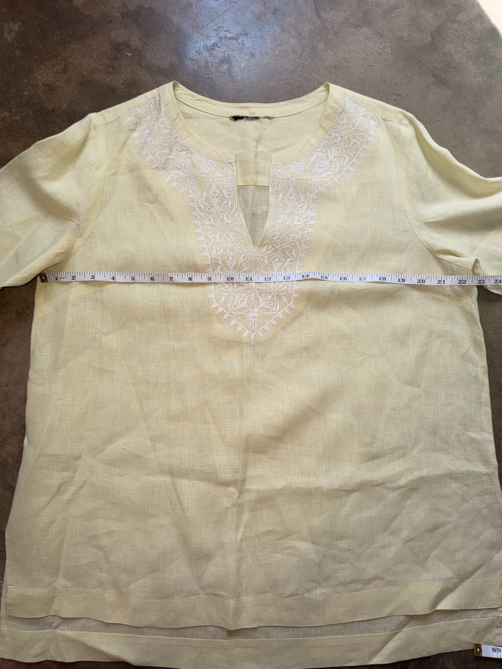Jones New York 100% Linen Embroidered Tunic Top Swim Coverup Yellow - Size M - Picture 8 of 11